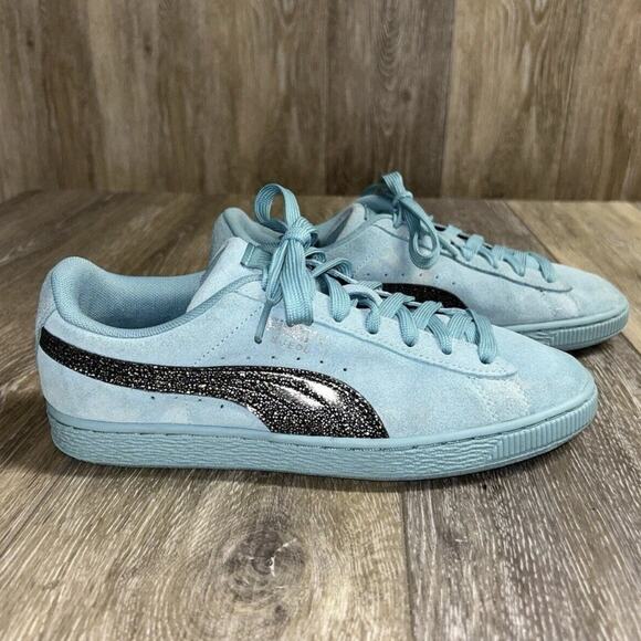 Puma Classic Suede Turquoise Blue Low Top Youth US Size 5.5 Sneaker Shoes - Picture 1 of 12